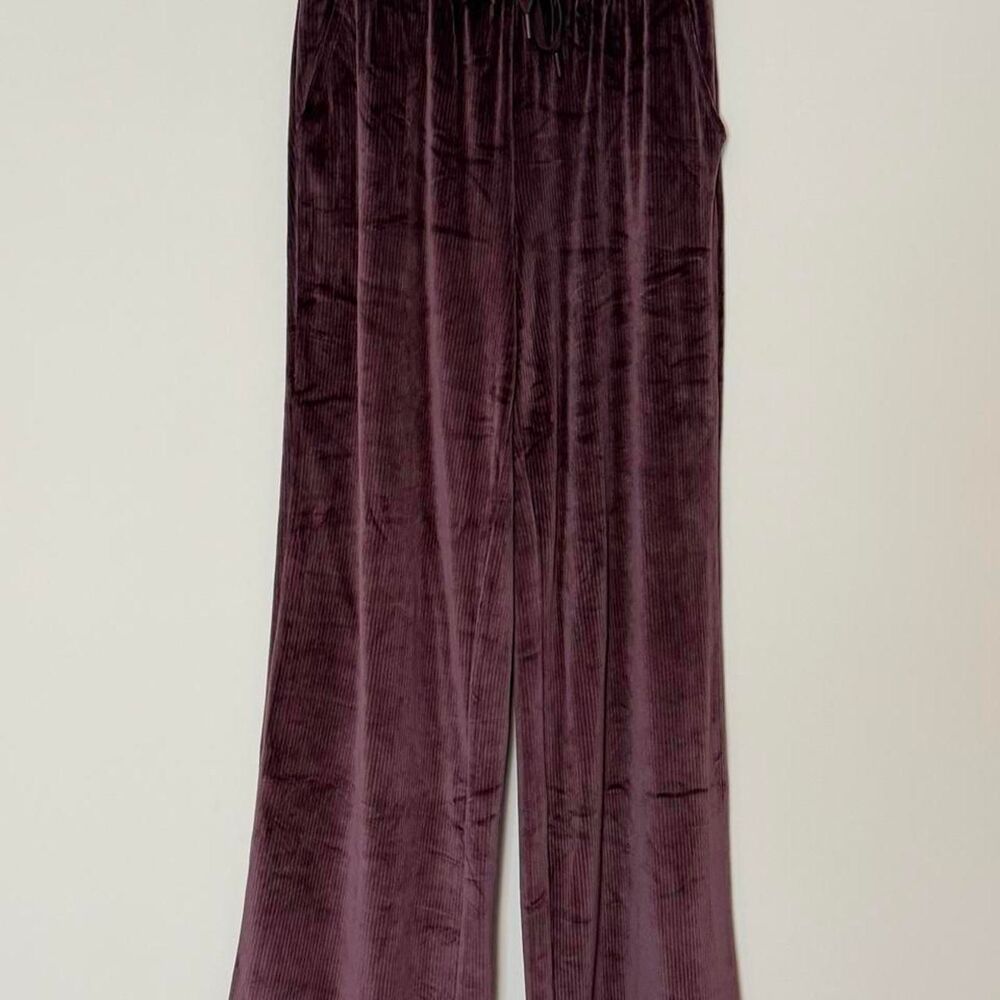 Victoria’s Secret Plum Ribbed Velour Wide Leg Lounge Pants Small NWT